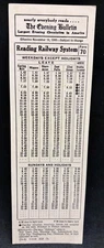 Reading Railway System Time Tables Card Form #70 (Nov 14, 1948)