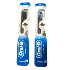 Oral-B Charcoal Infused Bristles Soft Whitening Manual Toothbrushes Pack of 2