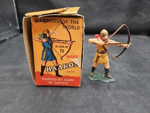 Vintage Marx Warriors Of The World Plastic Toy Soldier Viking Haakon Box & Card