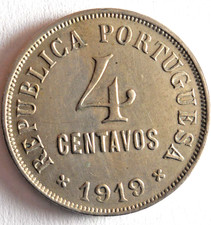 1919 PORTUGAL 4 CENTAVOS - AU/UNC - Uncommon TYPE Coin - Lot B24