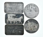 Lot 5 VINTAGE 1 Oz Silver Bars/Rounds Art Bars Collection Poured .999 *478