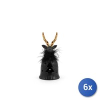 6X H&h Schwarze Rentiere Aus Steinzeug/Gres Mit Led, 16 Cm