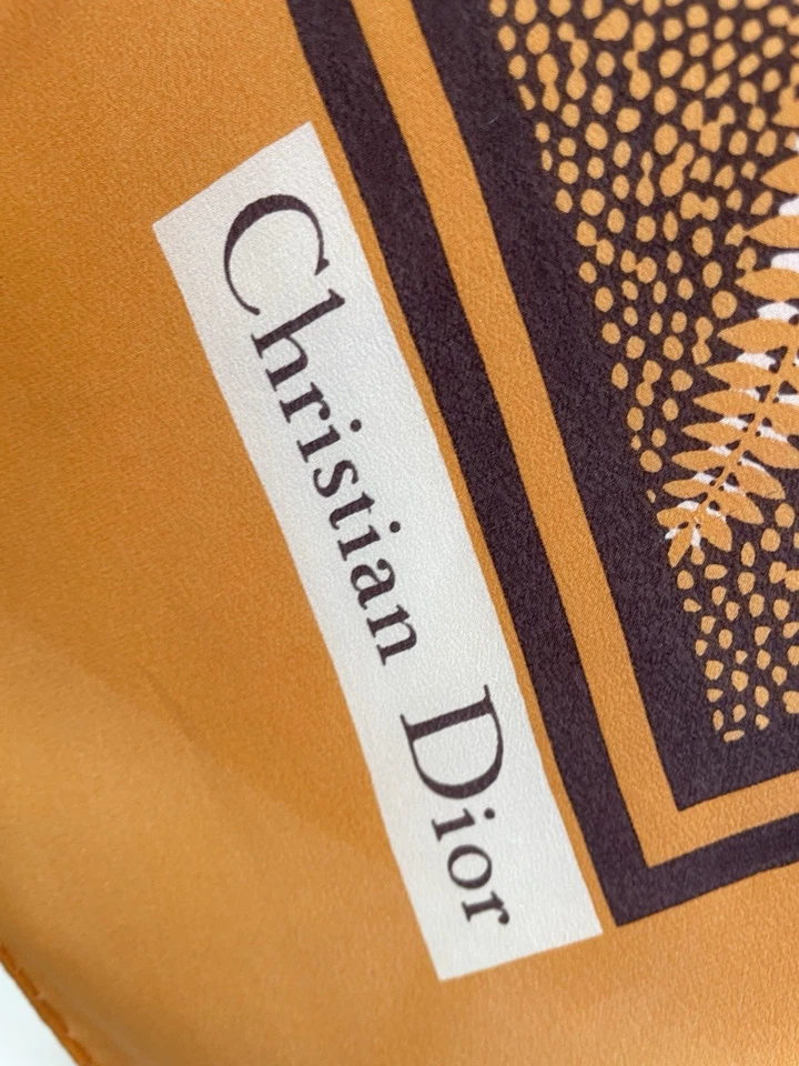 AS# Christian Dior шелковый шарф джунгли леопард печать оранжевый фиолетовый квадратный винтажный - Изображение 4 из 4