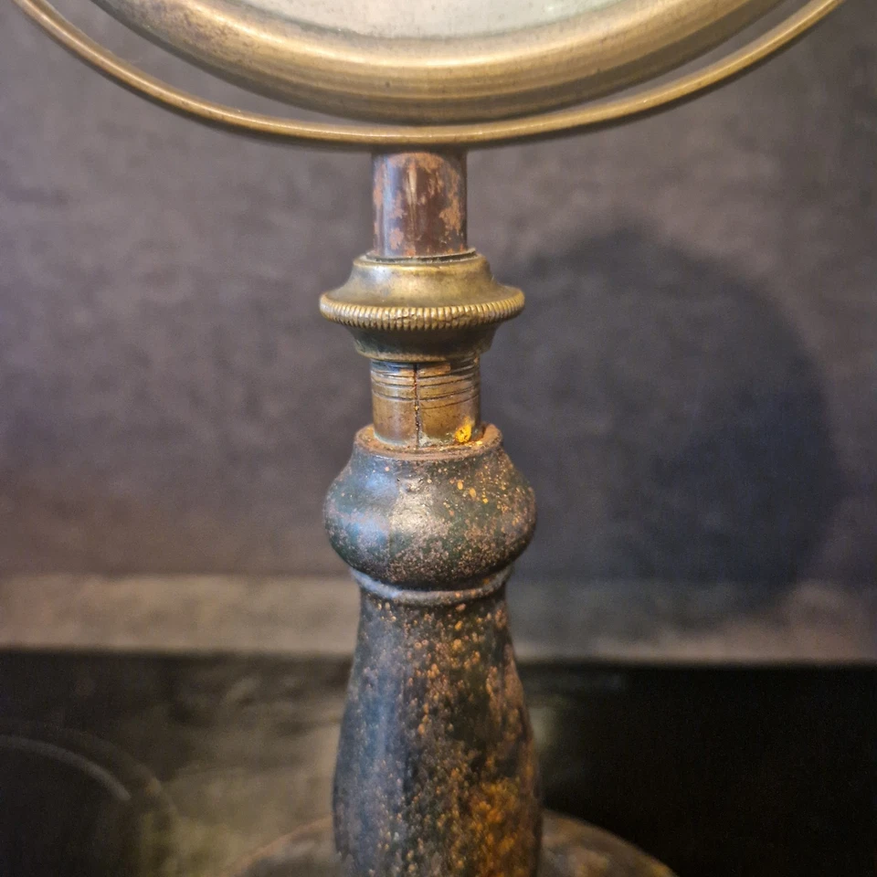 LOUPE ANCIENNE XIXÈME SUR PIED FONTE CABINET DE CURIOSITÉ - Photo 3/4
