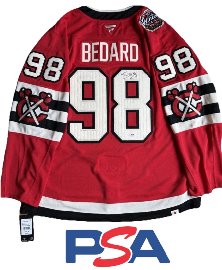 Connor Bedard Autographed Signed Chicago Blackhawks Authentic Winter Classic Blackhawks Jersey PSA DNA COA Rare 