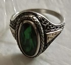 Vintage 1979 John Roberts 'JC' Emerald Green Siladium School Class Ring -Size 6  — photo 2
