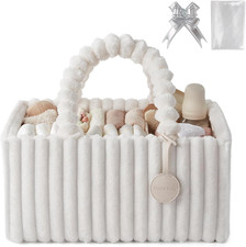 Flannel Diaper Caddy Organizer, included Gift Packaging, Cozy Nursery Storage...