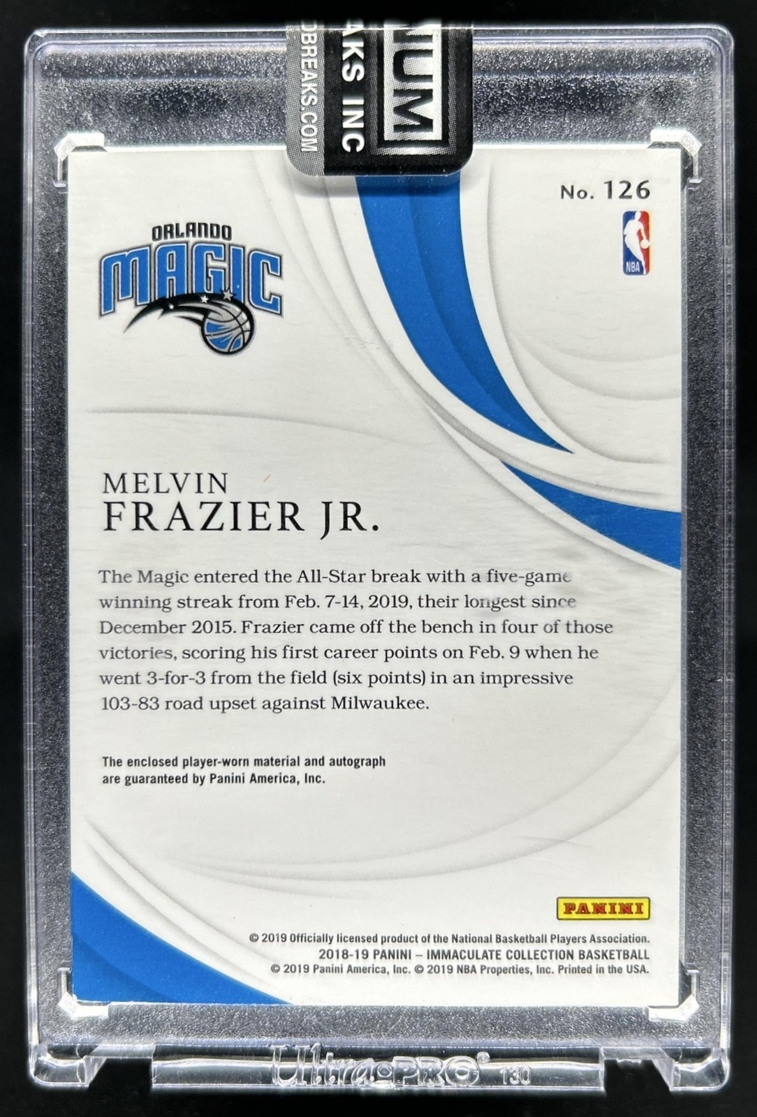 2018-19 Immaculate Collection Melvin Frazier Jr. Rookie Patch Auto Red RC #/25 view 2