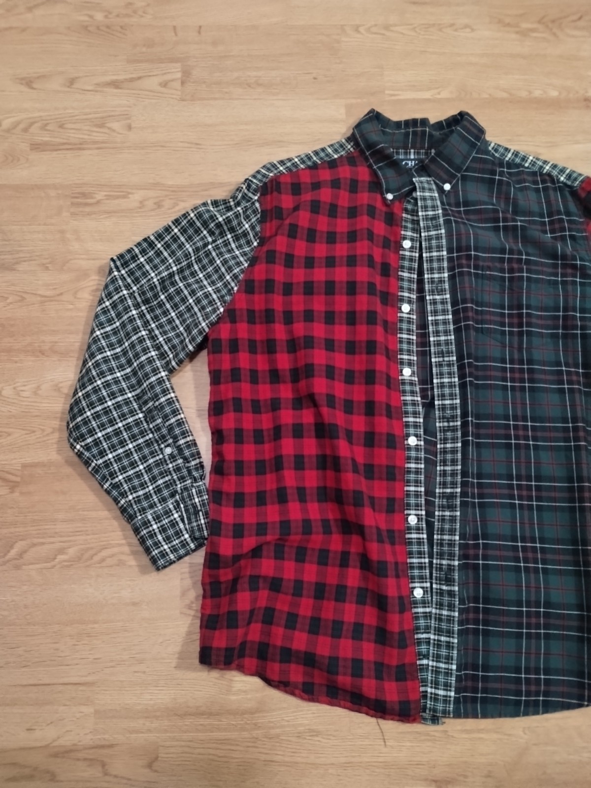 Chaps Flannel Patch Work Button Down Shirt Extra … - image 2