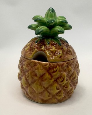 Ceramic Pineapple Jam Or Mustard Pot 5 Inch Made In Japan