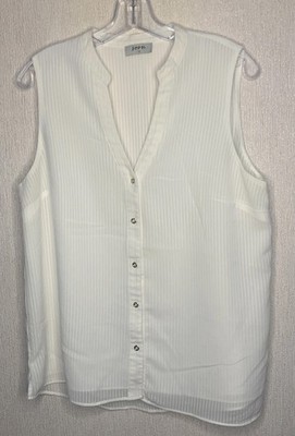 Soon Ladies  Blouse top Cream Collared longline sleeveless Button down sz 14