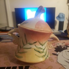 Mayco 2013 Canister Whimsical Storage Container Jar Ceramic Canister Pink Leafs