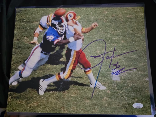 Lawrence Taylor Signed 11x14 Photo Theismann Sack Giants Auto HOF JSA