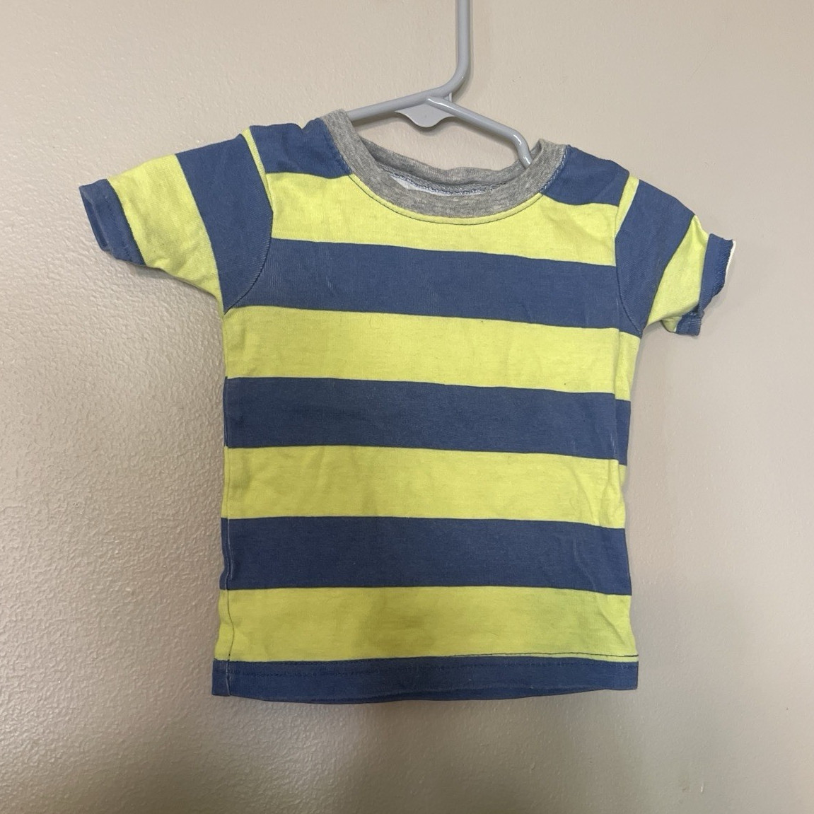 Carter's 12 Months Blue Yellow Striped Short Sleeve Crew Neck Cotton Tee