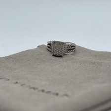 David Yurman Sterling Silver 925 Petite Pave Diamond Wheaton Ring Size 7