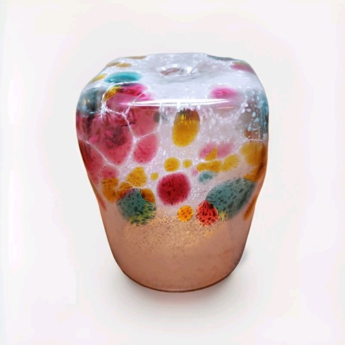 B. McKinney Hand Blown Glass Cup / Vase (Signed & Dated) Frosted Stained Glass - Picture 6 of 12