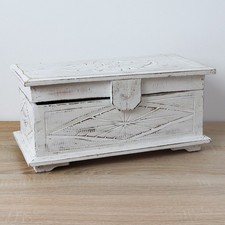 B-Ware Truhe Holzkiste Holztruhe Schatztruhe Kiste Weiß Klein 40 cm