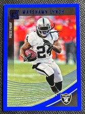 2018 Panini Donruss Marshawn Lynch #220 Press Proof Blue Raiders