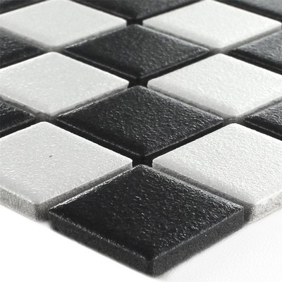 Keramik Mosaik Fliesen Heinmot Schachbrett Matt Schwarz Weiß R10