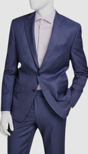 Michael Kors Men's Blue Solid Classic Wool-Blend Stretch Suit Jacket Sz 42R
