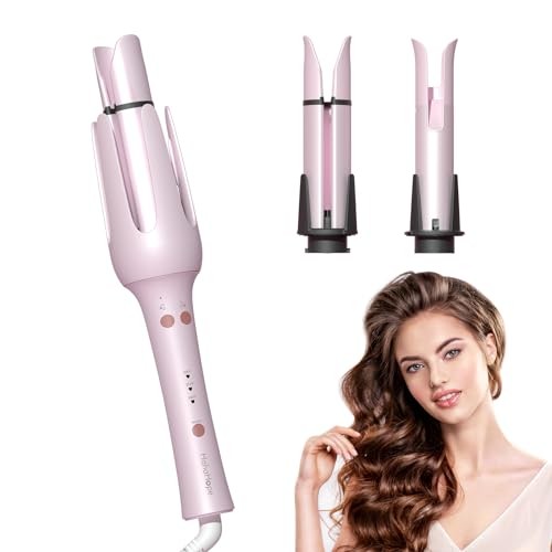 HAHAHOPE AUTOMATIC CURLING IRON ROTATING CURLING WAND 2 BARREL SIZES - PINK - Bild 1 von 5
