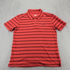 The North Face Shirt Mens Medium Red Flashdry Short Sleeve Striped Polo Golf