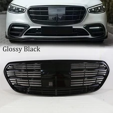 For 2021 2022 2023 Mercedes-Benz W223 S450 S500 S580 Front Grille Glossy Black
