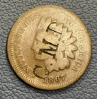 1867 Indian Head Cent – Counterstamped “CMP” - Good Semi Key Date