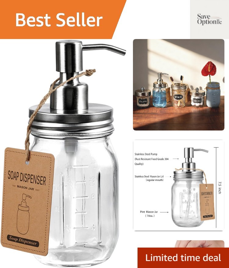 Mason Jar Soap Dispensers, Rustproof Stainless Steel Lid &Pu