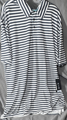 Kenneth Cole Golf Moisture Wicking UPF 50+ Stretch Polo 2X Navy/White
