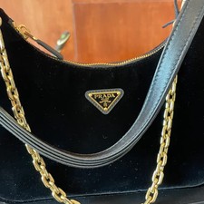 Prada Re-Edition Velvet Mini Hobo Bag with Box