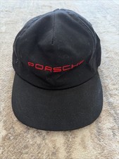 Vintage Porsche Hat Black Embroidered Made In USA Leather Strapback