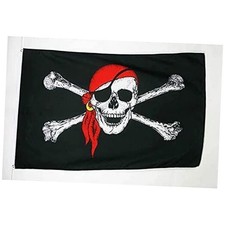 - Pirate Red Bandana Flag - Large 5x8 Ft - 100D Polyester Jolly Roger Big