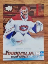 2019 20 Upper Deck Cayden Primeau Young Guns Clear Cut #454 Montreal Canadiens!