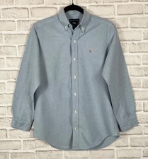 Ralph Lauren Shirt Mens Sz 16 Blue Oxford Button Down Collar Long Sleeves Pony