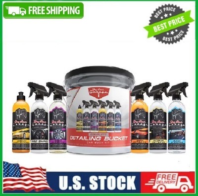 Jay Leno's Garage Complete Detailing Bucket Car Wash Kit - 8-Piece Car Care Set