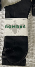 NEW BOMBAS Mens X Large Crew Socks Honeycomb Mid Calf Casual Dress Black