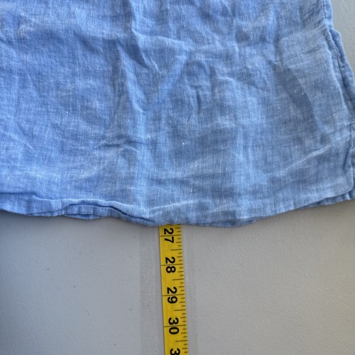 Talbots Top Womens 3X Blue Linen 3/4 Sleeve Button Back Coastal Resort Casual - Picture 10 of 10