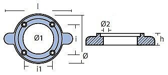 Ánodo de zinc cuello Yanmar Saildrive, SD 20, 30, 40, 50, reemplaza 196420-02652 - Imagen 2 de 4