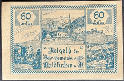 60 Heller Waldkirchen 1920 voucher emergency money Austria #15.05.a2 *.