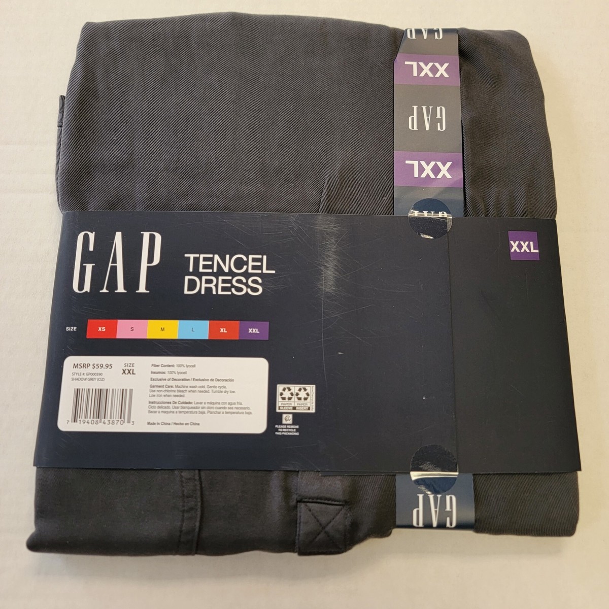 NWT GAP Tencil Dress With Pockets, Shadow Grey/ Grey Black Women's