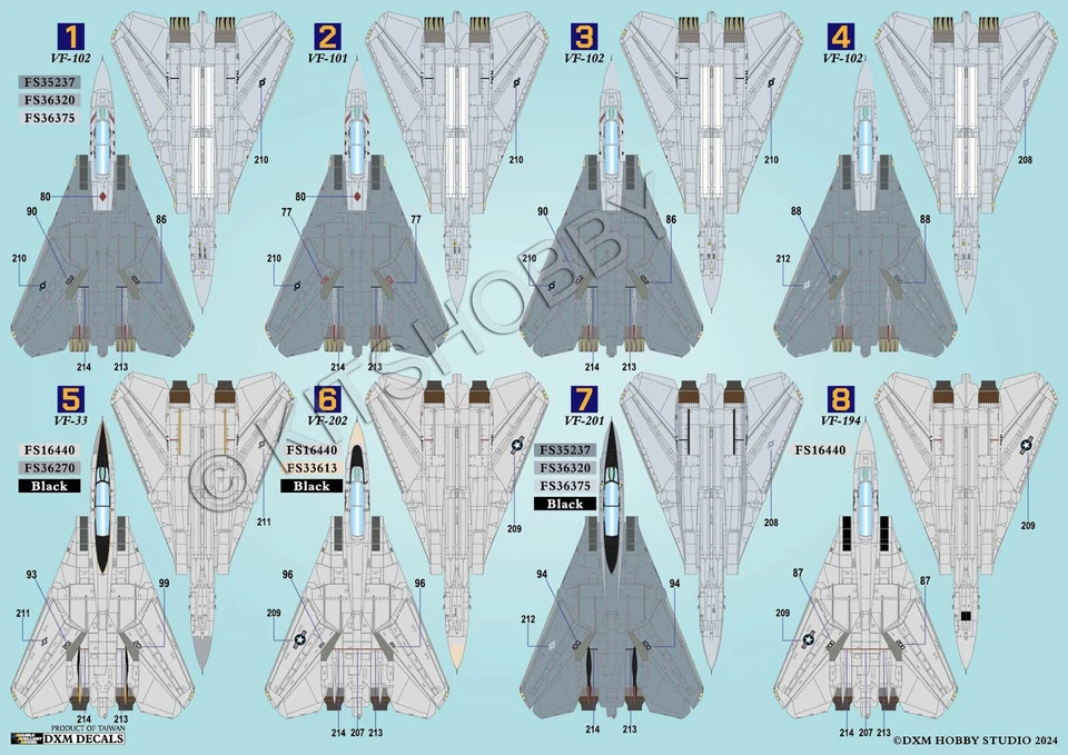 DXM decal 1/48 USN F-14 Tomcat (VF-33/VF-101/VF-102/VF-194/VF-201/VF-202) - Image 3 of 4