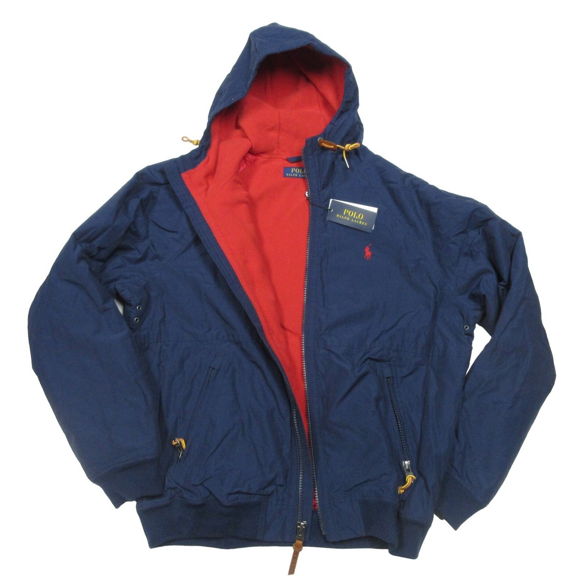 Polo Ralph Lauren Men's Navy/Red Brushed Fleece Hooded Jacket | eBay