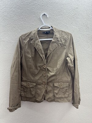 Womens Style & Co Jacket Size Petite Medium Brown Button Up Light Weight 