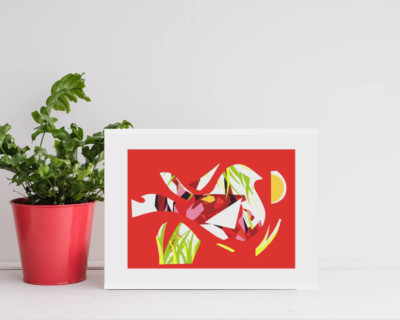 Kunstdruck Poster A4 Wandkunst Vogel Sun Bird Modern Abstrakt 300gsm 