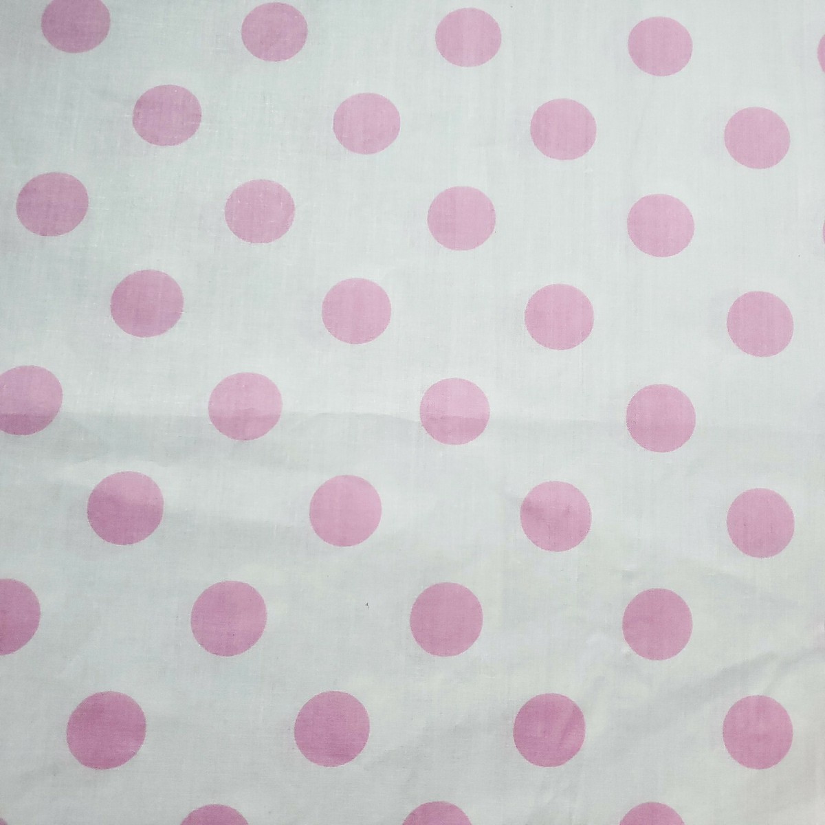 PINK POLKA DOT ON WHITE POLY COTTON FABRIC ONE INCH DOT 58