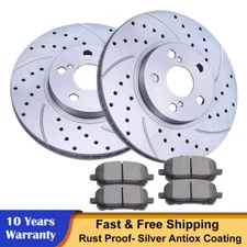 Front Drilled Brake Rotors Ceramic Pads Fit Pontiac Vibe Toyota Corolla Matrix