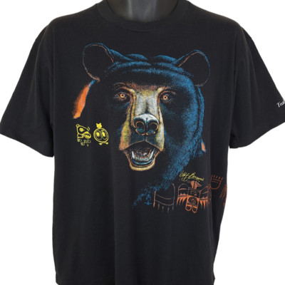 Vintage Grizzly Bear T Shirt Mens Size XL Native American Art Cliff Bonamie USA