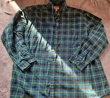 The Foundry Men's Size 4XLT Long Sleeve Flannel Green/blue Plaid