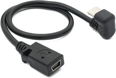System-S USB 3.1 Kabel 30 cm Typ C Stecker zu 2.0 Mini B Buchse 180° Winkel in